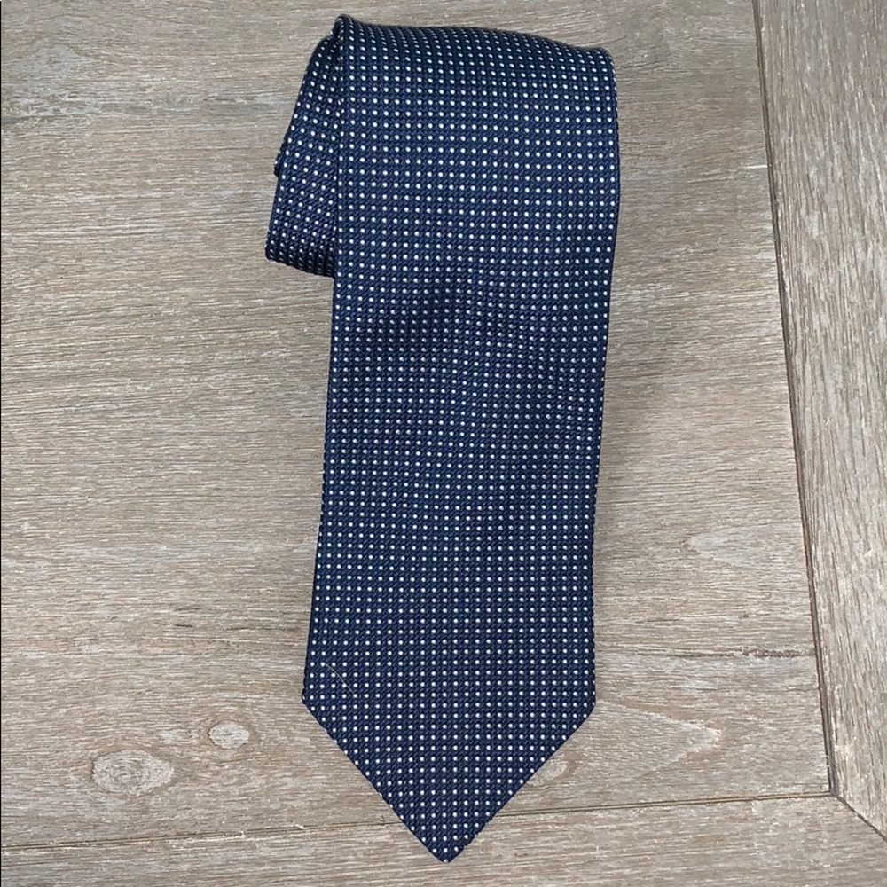 100% Silk Navy and White Micro Dot Tie